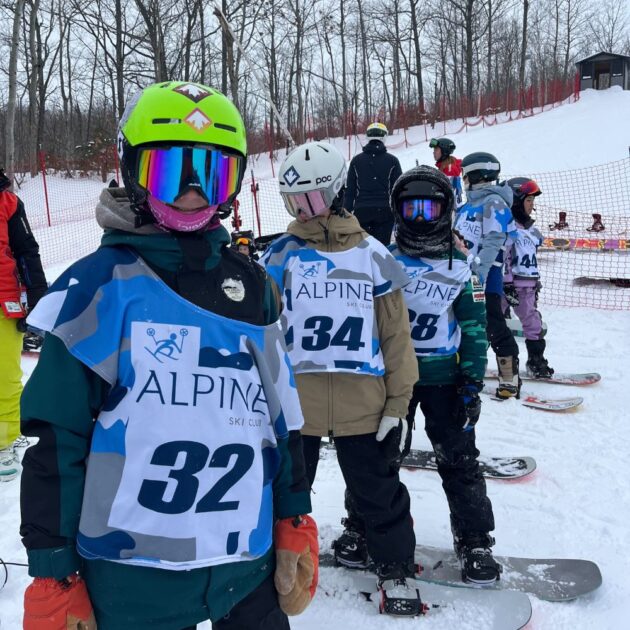 Snowboard racers at Alpine Ski Club.