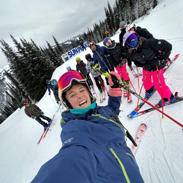 OCup ski racing athletes training at Sun Peaks. 
